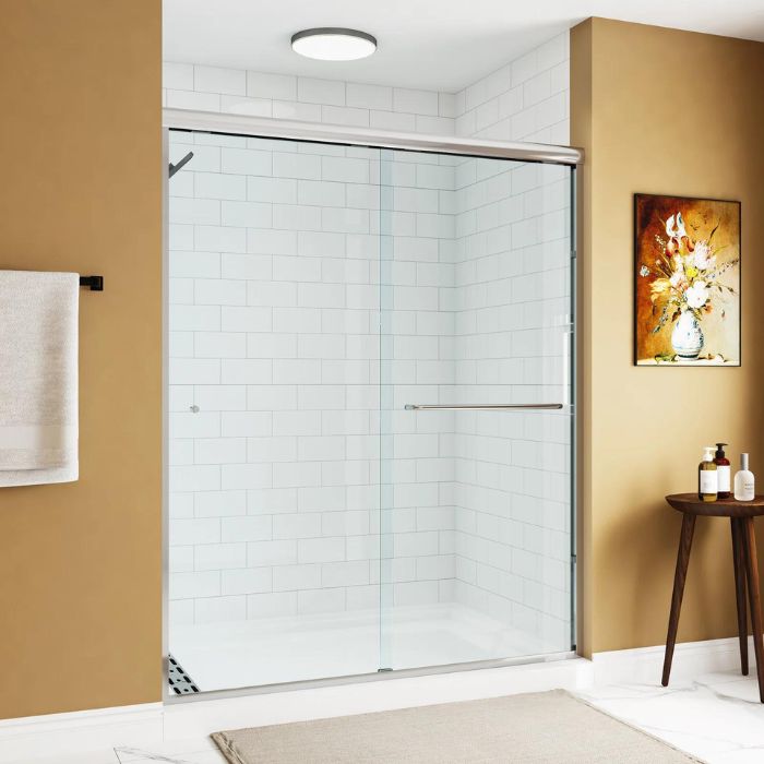 Shower Door 6 mm Chrome, 56"-60" Width, 72" Height, 1/4" (6 mm) Thick Tempered Safety Glass