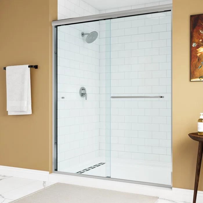 Shower Door 6 mm Chrome, 56"-60" Width, 72" Height, 1/4" (6 mm) Thick Tempered Safety Glass