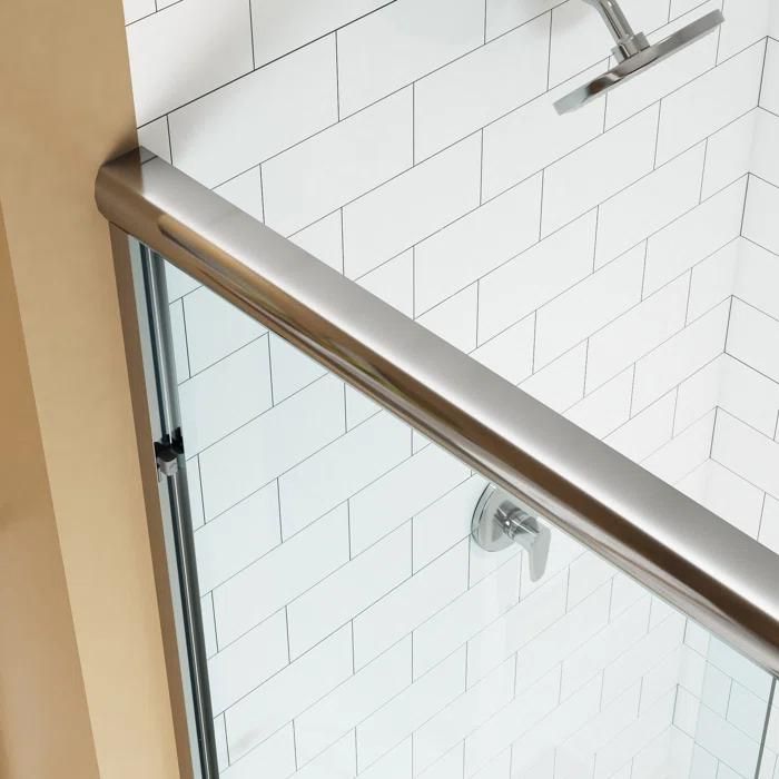 Shower Door 6 mm Chrome, 56"-60" Width, 72" Height, 1/4" (6 mm) Thick Tempered Safety Glass