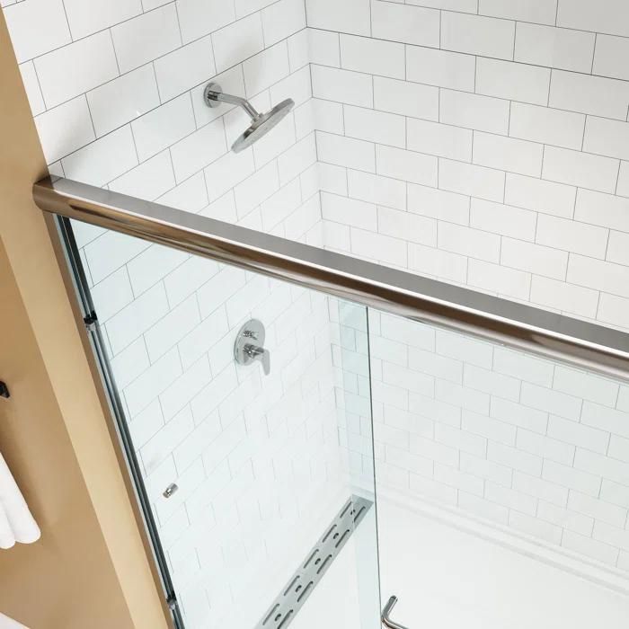 Shower Door 6 mm Chrome, 56"-60" Width, 72" Height, 1/4" (6 mm) Thick Tempered Safety Glass