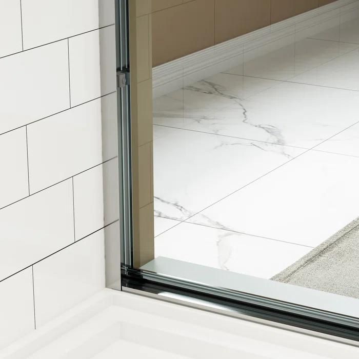 Shower Door 6 mm Chrome, 56"-60" Width, 72" Height, 1/4" (6 mm) Thick Tempered Safety Glass