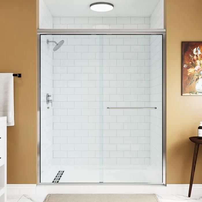 Shower Door 6 mm Chrome, 56"-60" Width, 72" Height, 1/4" (6 mm) Thick Tempered Safety Glass