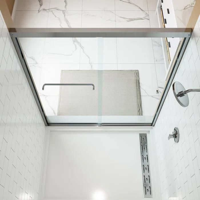 Shower Door 6 mm Chrome, 56"-60" Width, 72" Height, 1/4" (6 mm) Thick Tempered Safety Glass