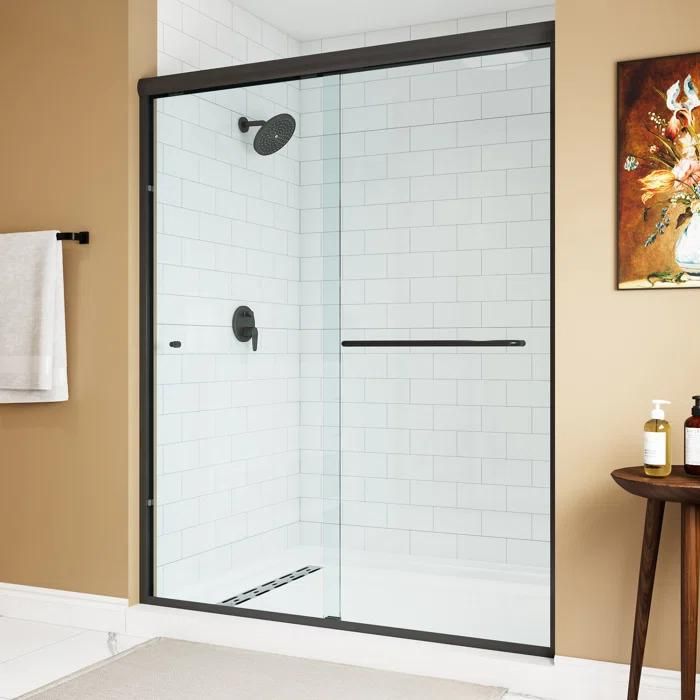 Shower Door 6 mm Black, 56"-60" Width, 72" Height, 1/4" (6 mm) Clear Tempered Glass, Finish, Designed for Smooth Door Closing.