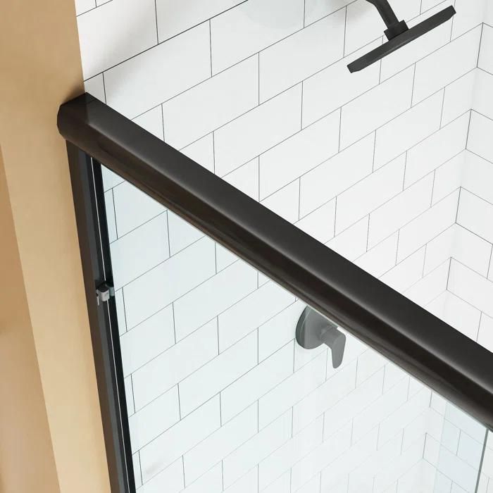 Shower Door 6 mm Black, 56"-60" Width, 72" Height, 1/4" (6 mm) Clear Tempered Glass, Finish, Designed for Smooth Door Closing.