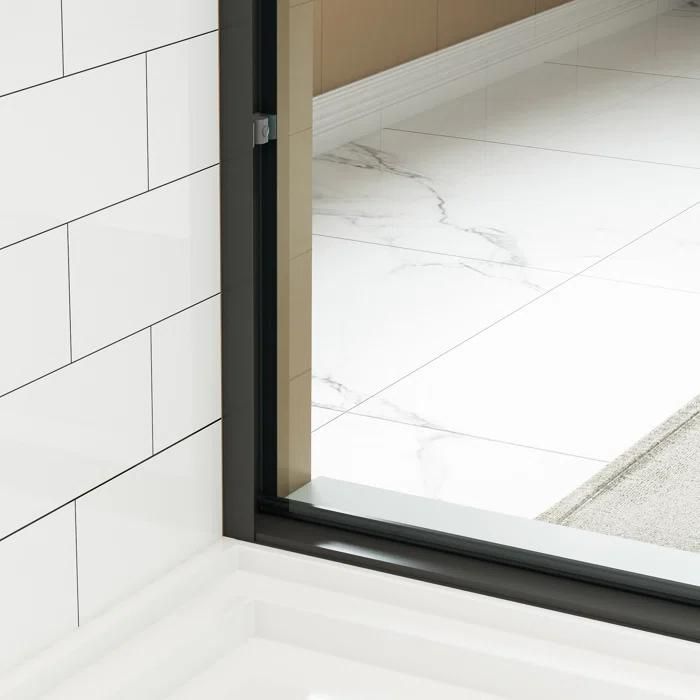 Shower Door 6 mm Black, 56"-60" Width, 72" Height, 1/4" (6 mm) Clear Tempered Glass, Finish, Designed for Smooth Door Closing.