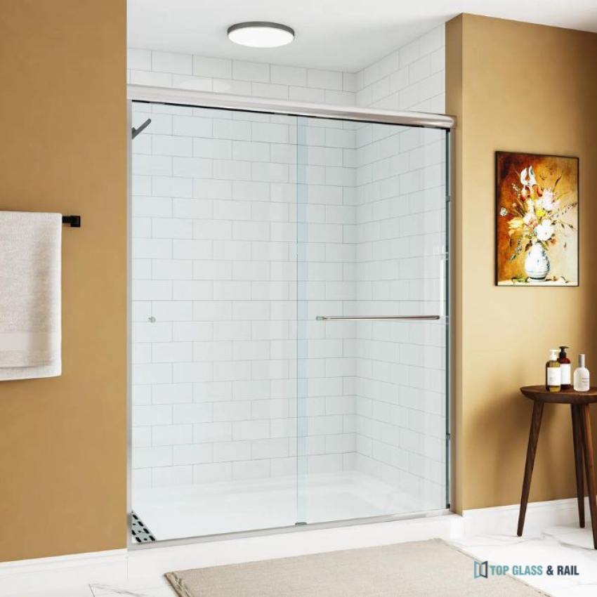 Shower Door 6 mm Chrome, 56"-60" Width, 72" Height, 1/4" (6 mm) Thick Tempered Safety Glass