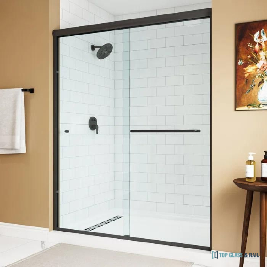 Shower Door 6 mm Black, 56"-60" Width, 72" Height, 1/4" (6 mm) Clear Tempered Glass, Finish, Designed for Smooth Door Closing.